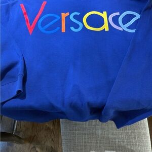 Versace Blue Sweatshirt with Multicolor Logo